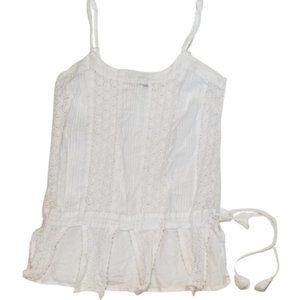 Ideology White Crochet Tank With Tie Tassels - M